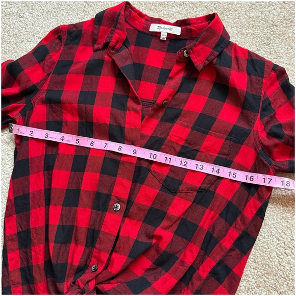 Madewell Flannel Tie-Front Shirt in Buffalo Check XXS - Picture 8 of 12